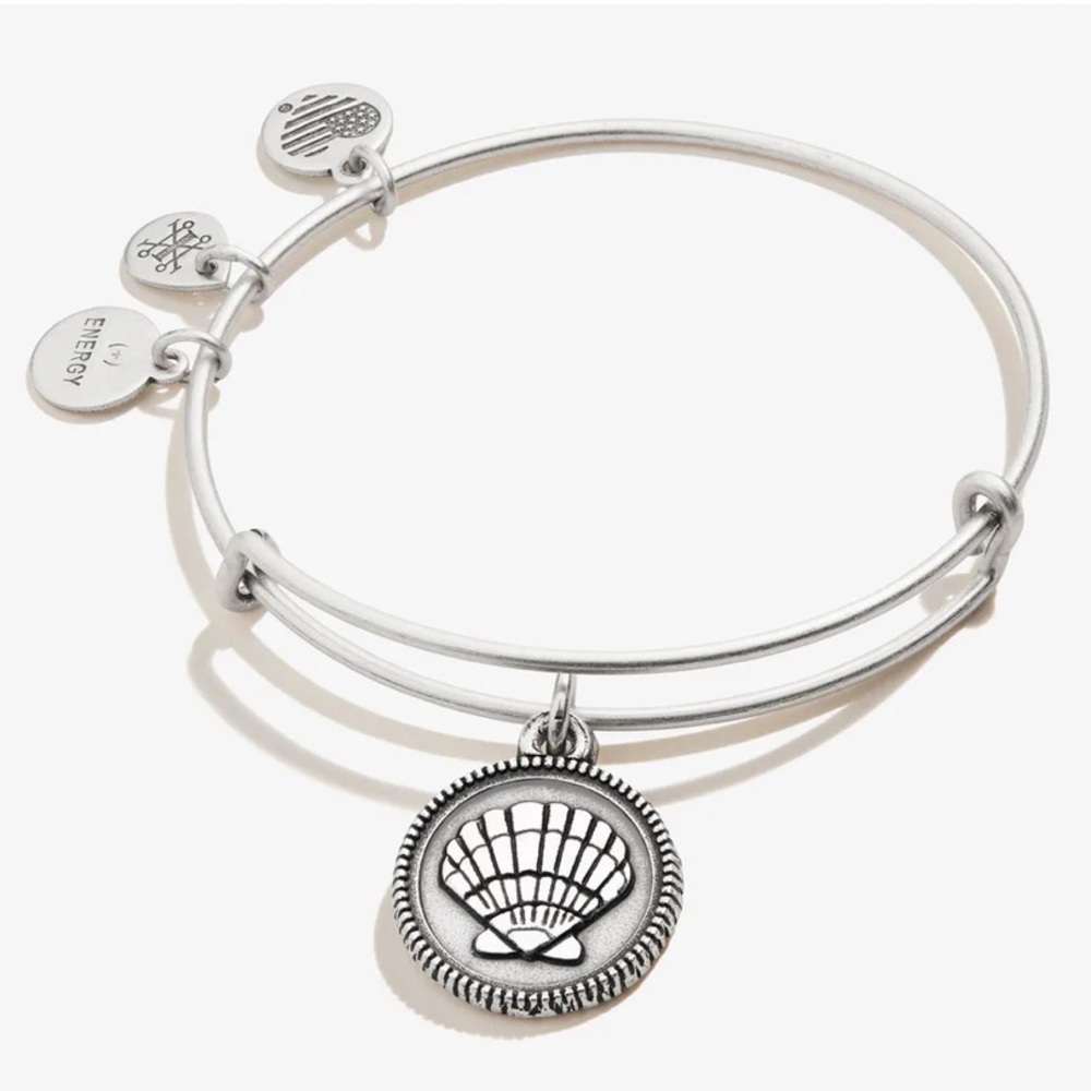 Alex & Ani Seashell Charm Bangle Rafaelian Silver